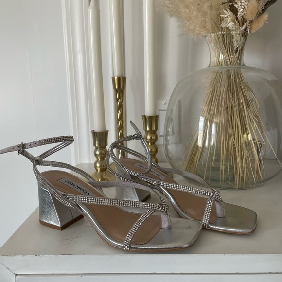 Alaina-r Silver Steve Madden Rhinestone Heels - Picture 13 of 13